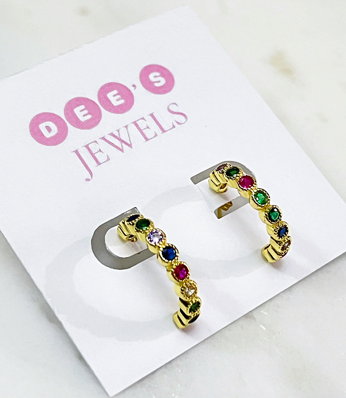 Multicolored Cubic Zirconia Hoop Earrings