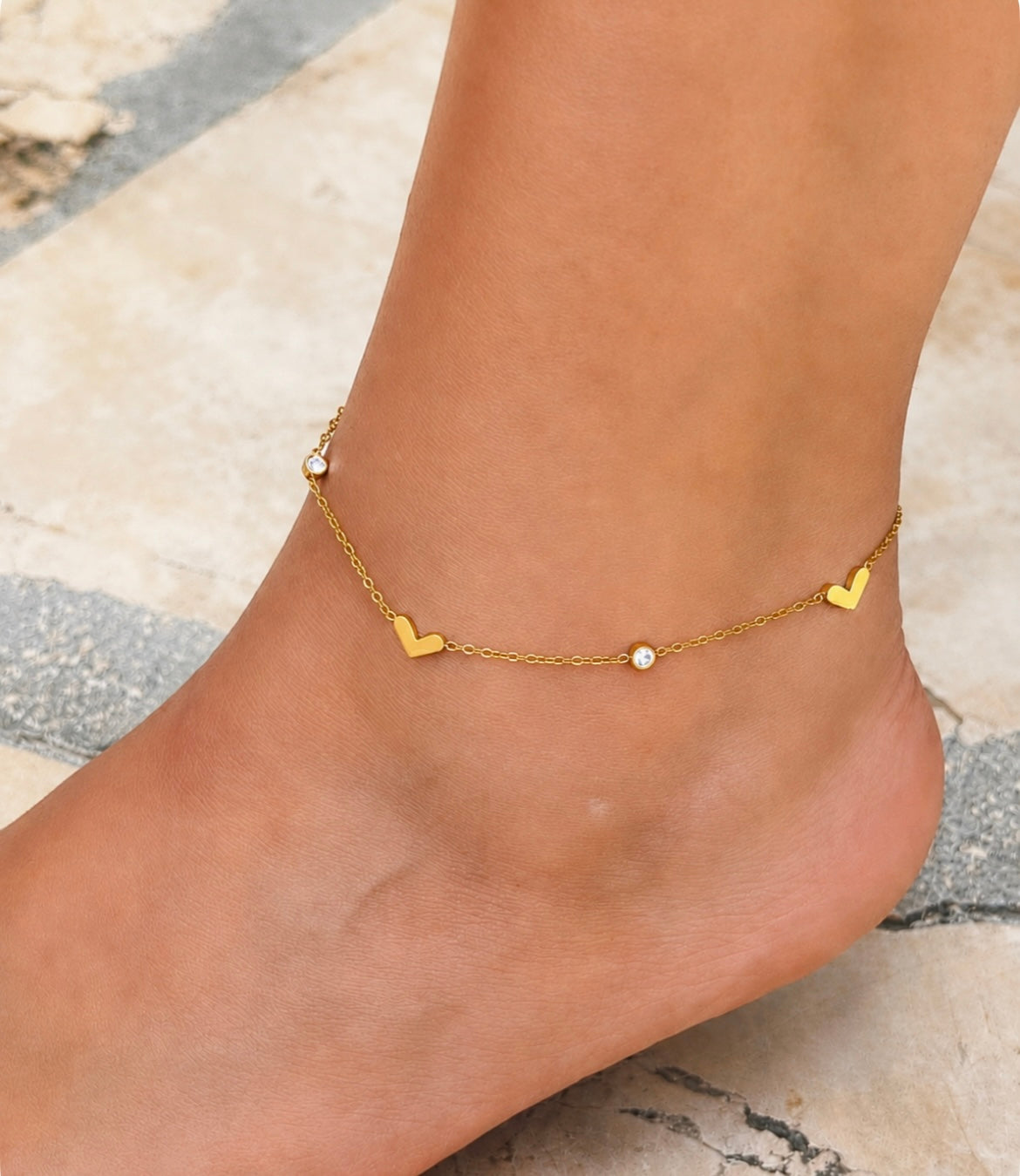 Golden Hearts Anklet