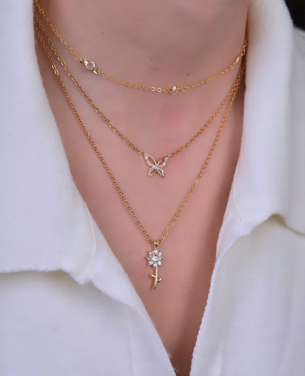 Mini Butterfly Zircon Necklace