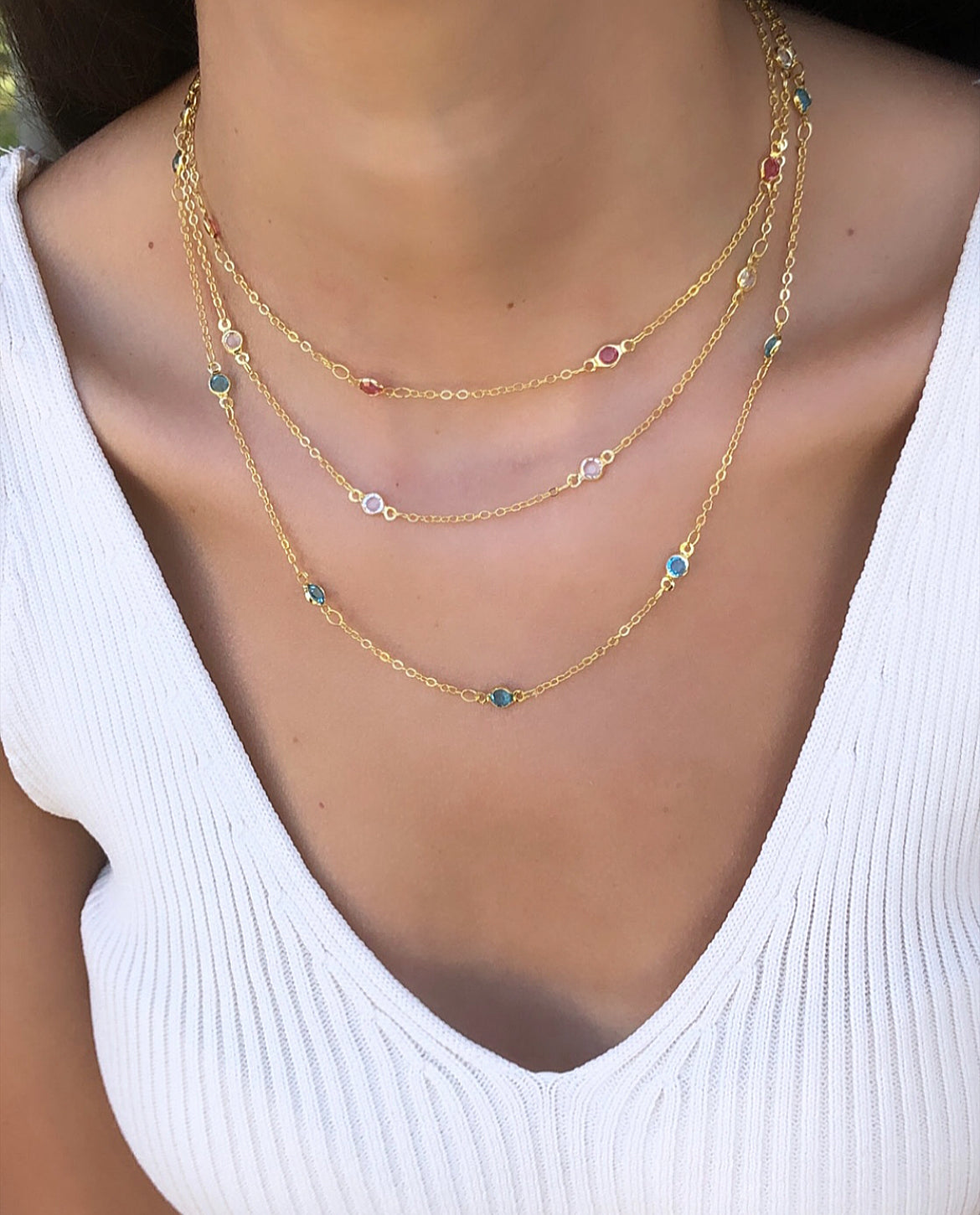 Multicolored Cubic Zirconia Necklace Set