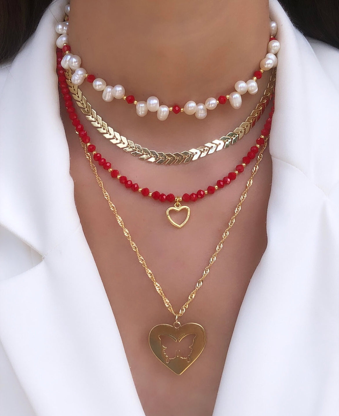 Red Crystal Heart Necklace