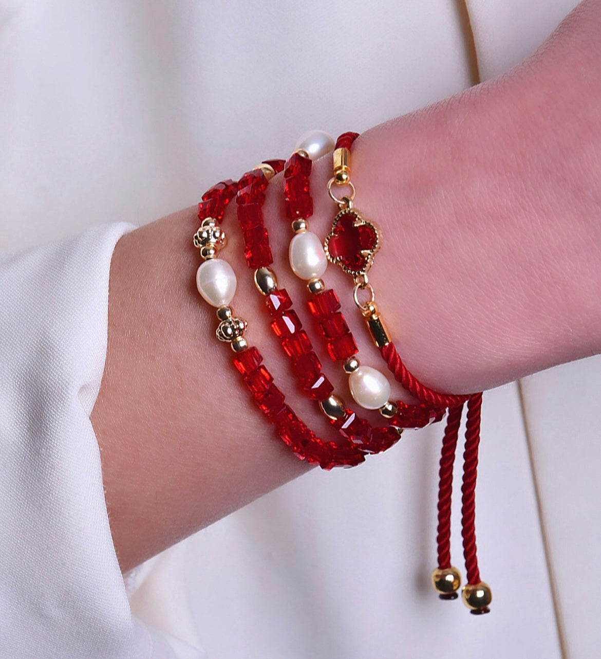 Crystal & Freshwater Pearl Bracelet Set