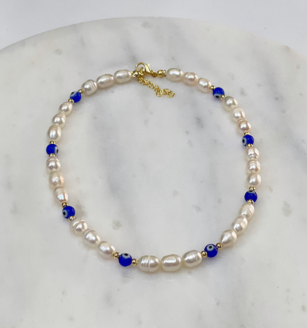 Evil Eye Freshwater Pearl Necklace