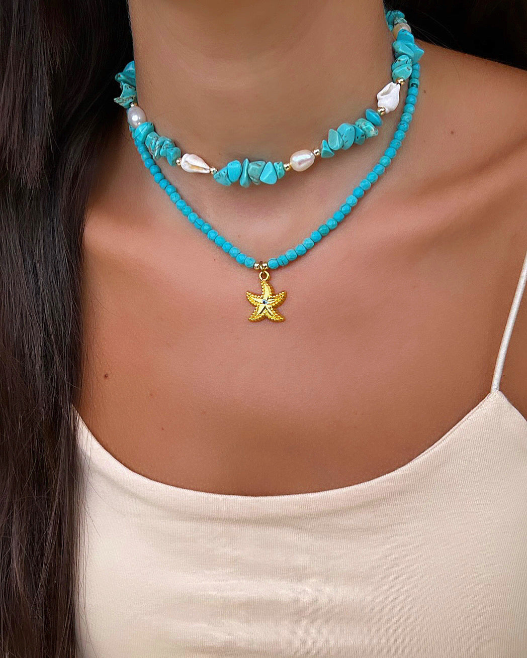 Turquoise Pearl & Shell Necklace