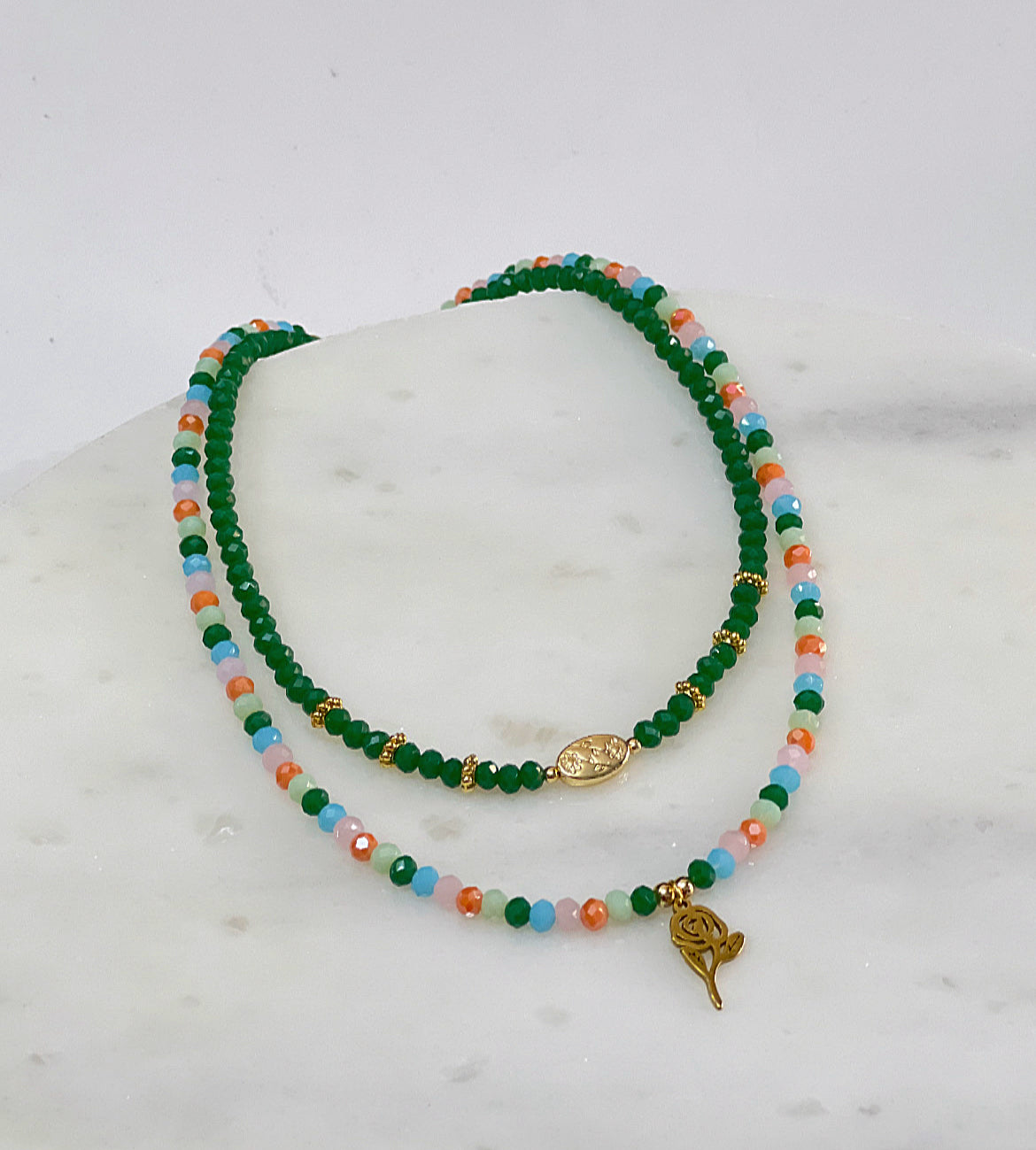Multicolored Floral Necklace Set