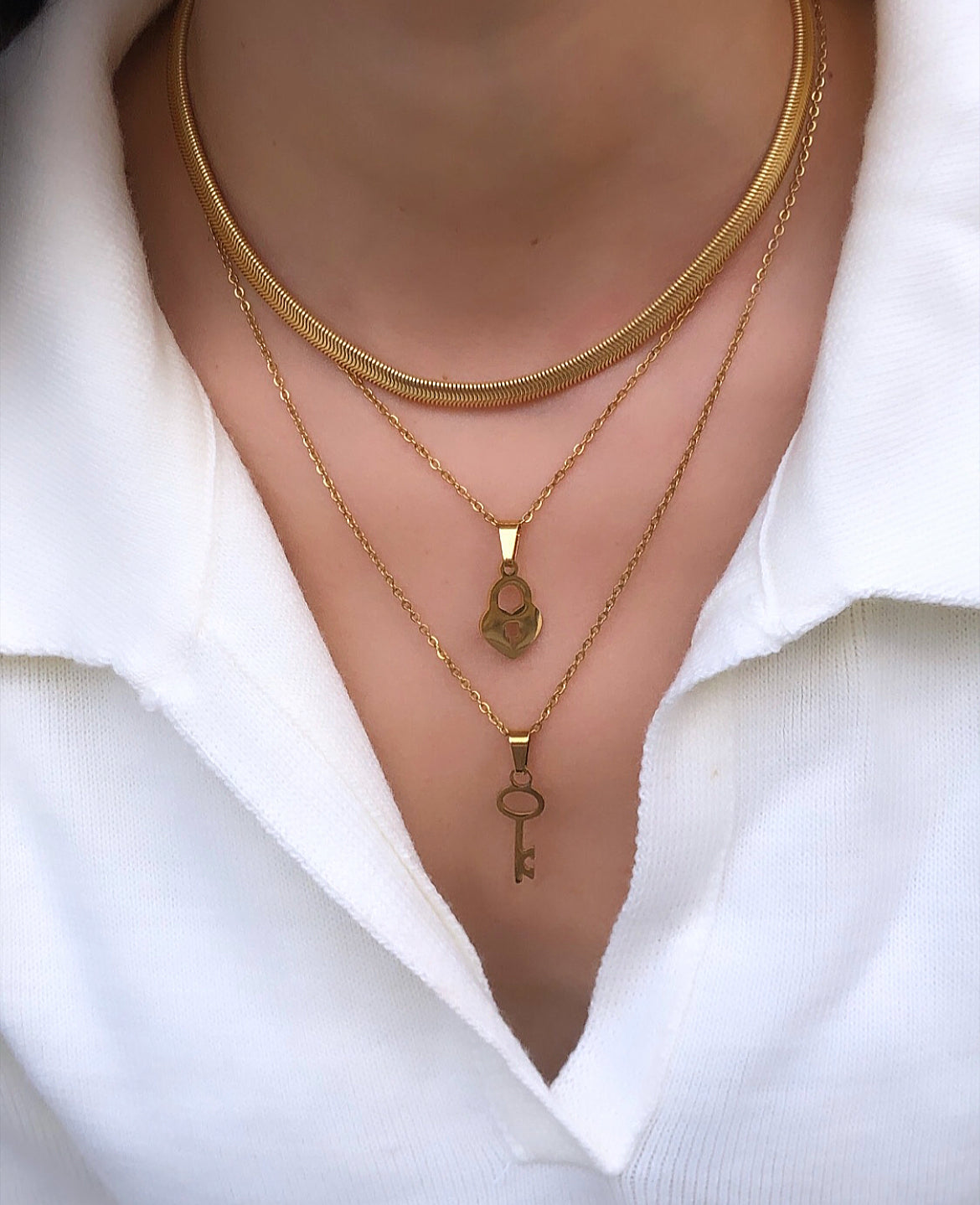 Lock & Key Necklace Set – Layered Jewelry