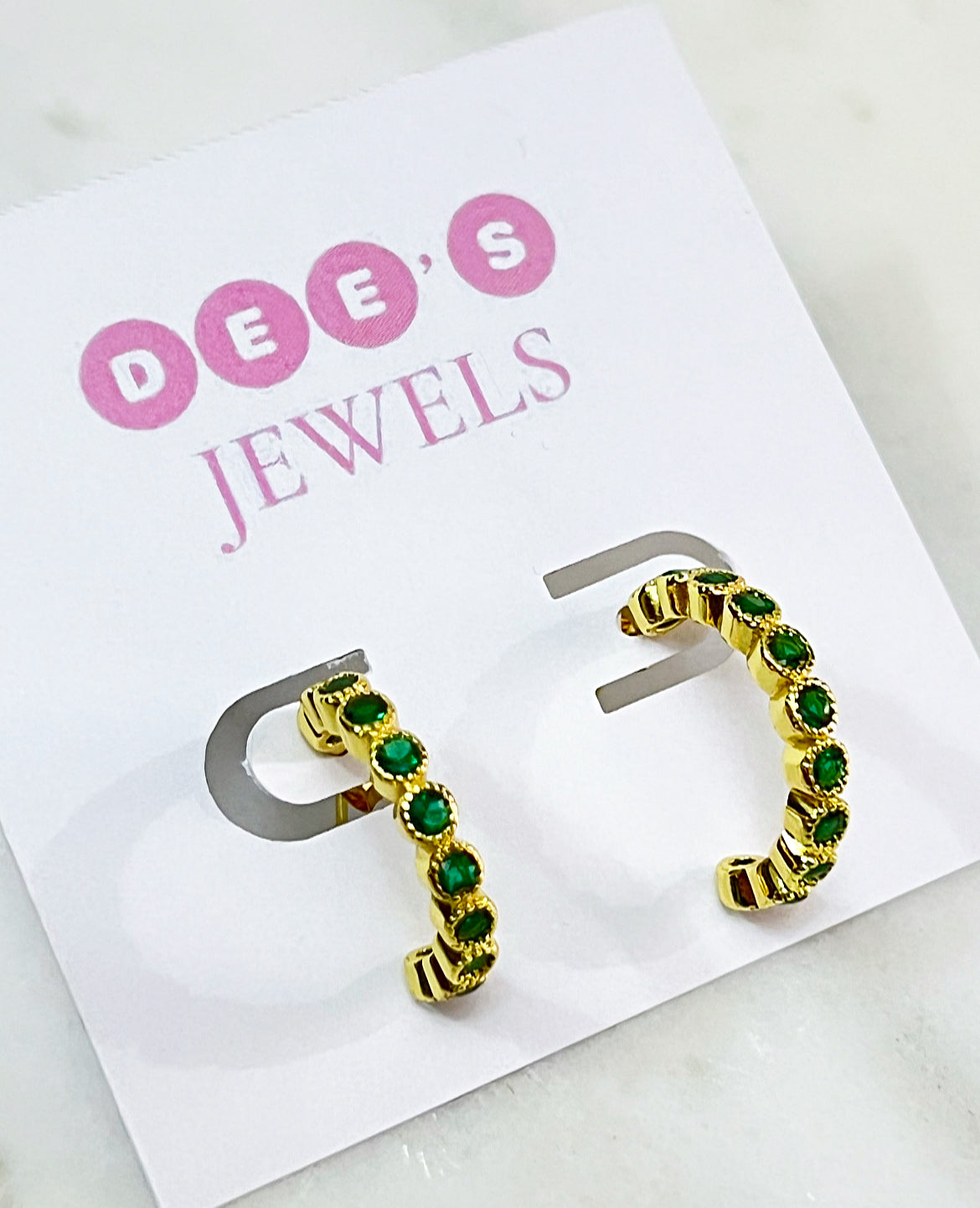Emerald Green Cubic Zirconia Hoop Earrings