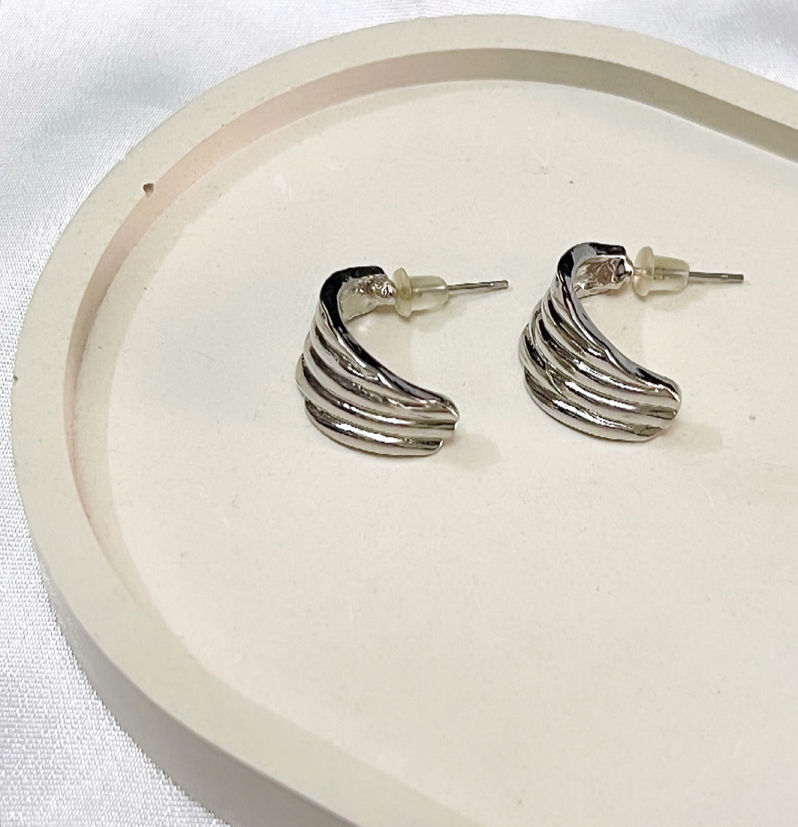 Ripple Silver Hoops