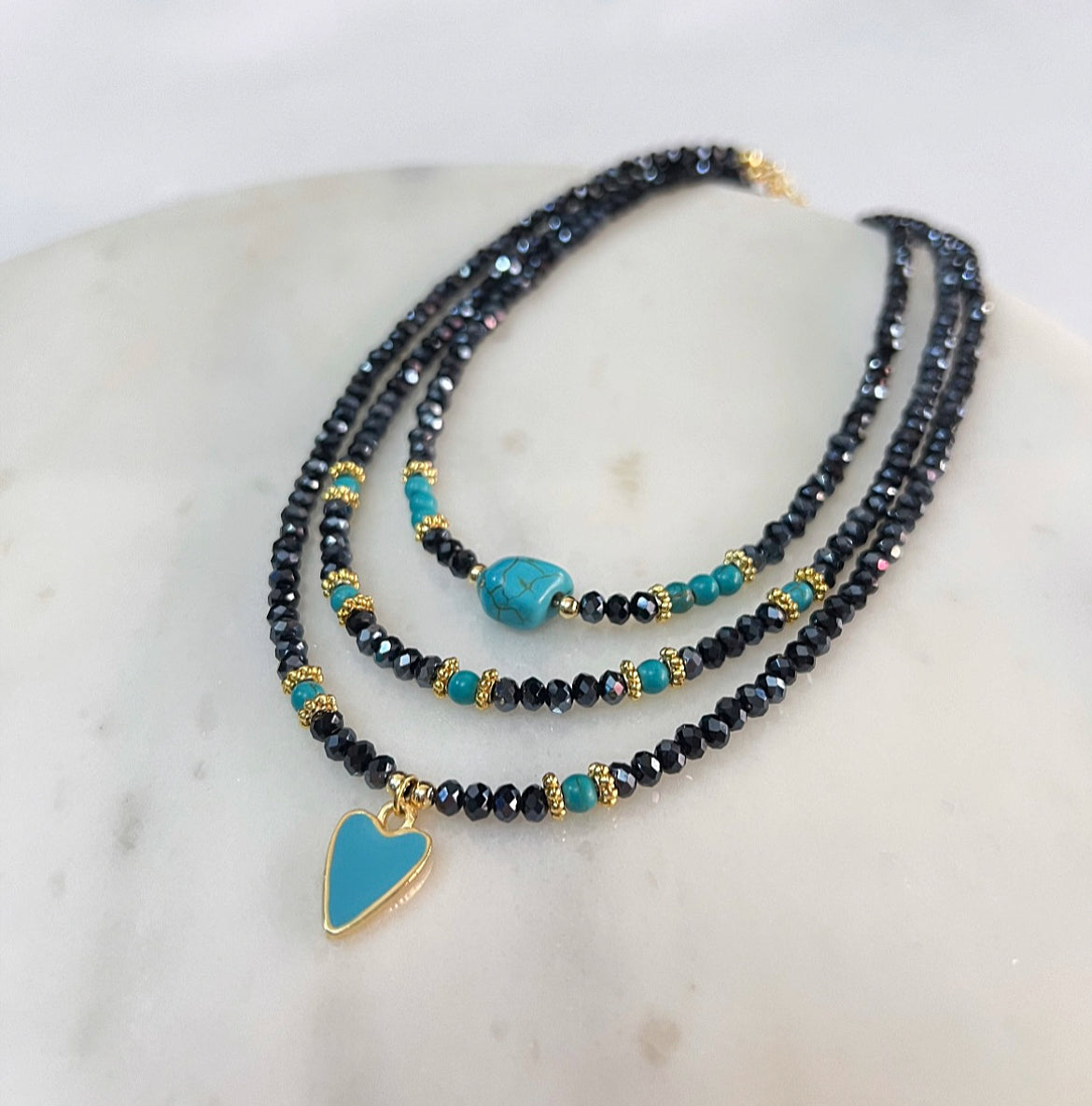 Turquoise Navy Blue Necklace Set