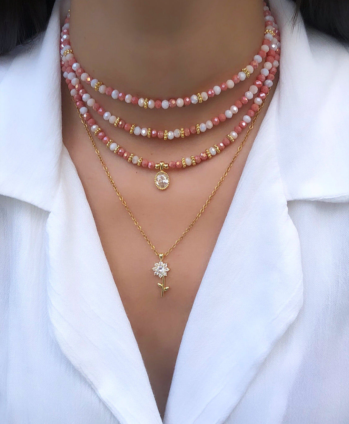 Flower Zircon Necklace