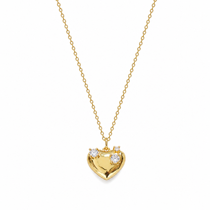 Puffy Zircon Heart Necklace