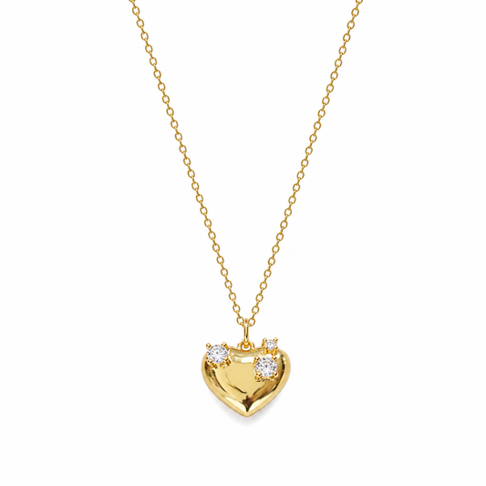 Puffy Zircon Heart Necklace