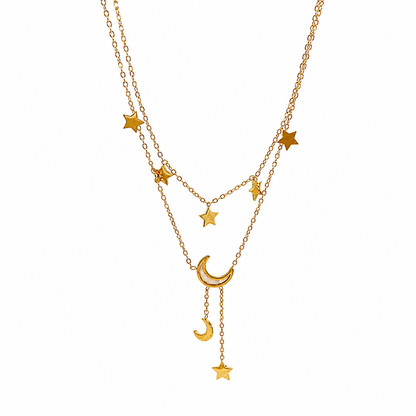Crescent Moon & Star Layered Necklace
