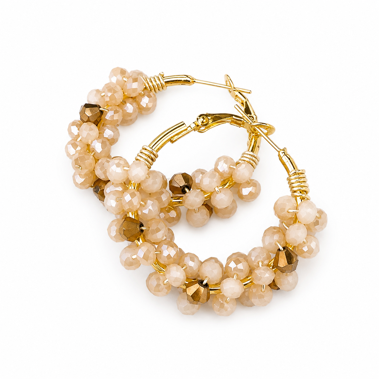 Beige & Brown Crystal Earrings
