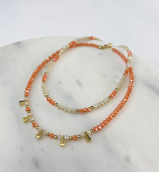 Beige & Orange Necklace Set