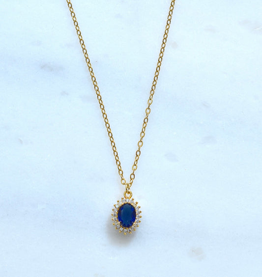 Navy Blue Zircon Necklace