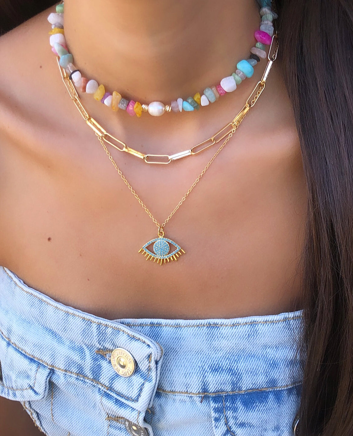 Multicolored Stone Necklace