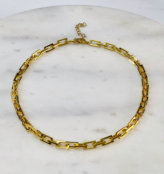 Gold Filled Square Link Necklace