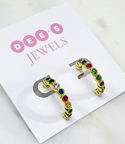 Multicolored Cubic Zirconia Hoop Earrings