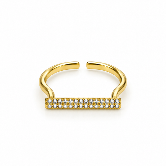 Horizontal Zircon Bar Ring