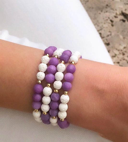 Purple Lava Onyx Bracelet Set