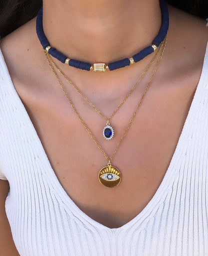 Navy Blue Zircon Necklace