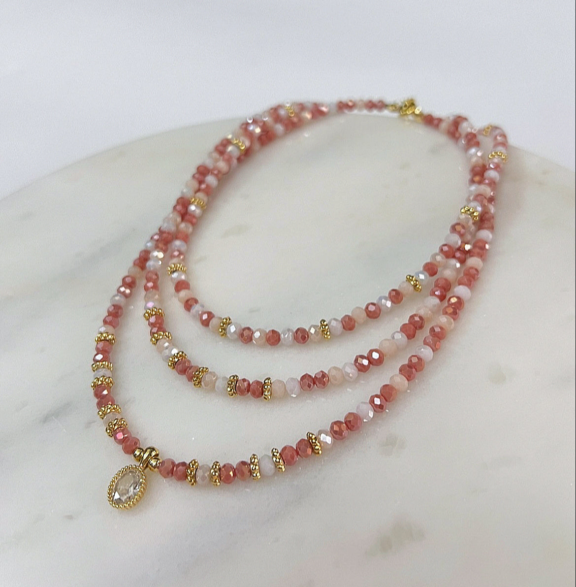 Saumon Pink Necklace Set