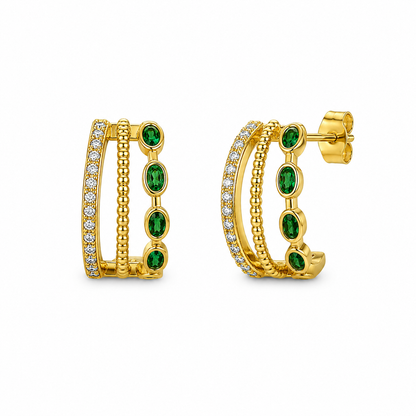 Tripe Row Cubic Zirconia Earrings