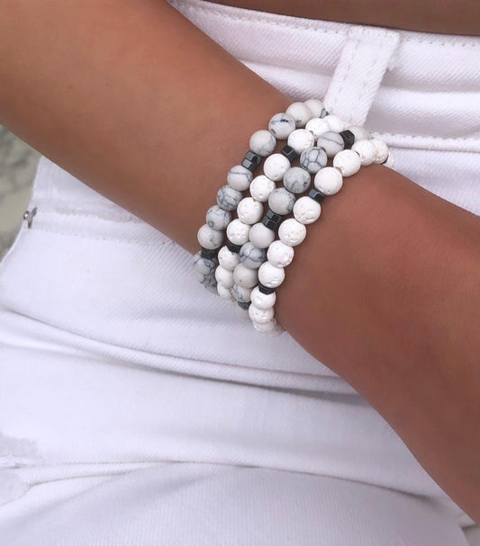 Grey Lava Onyx Bracelet Set