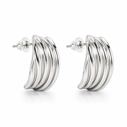 Ripple Silver Hoops