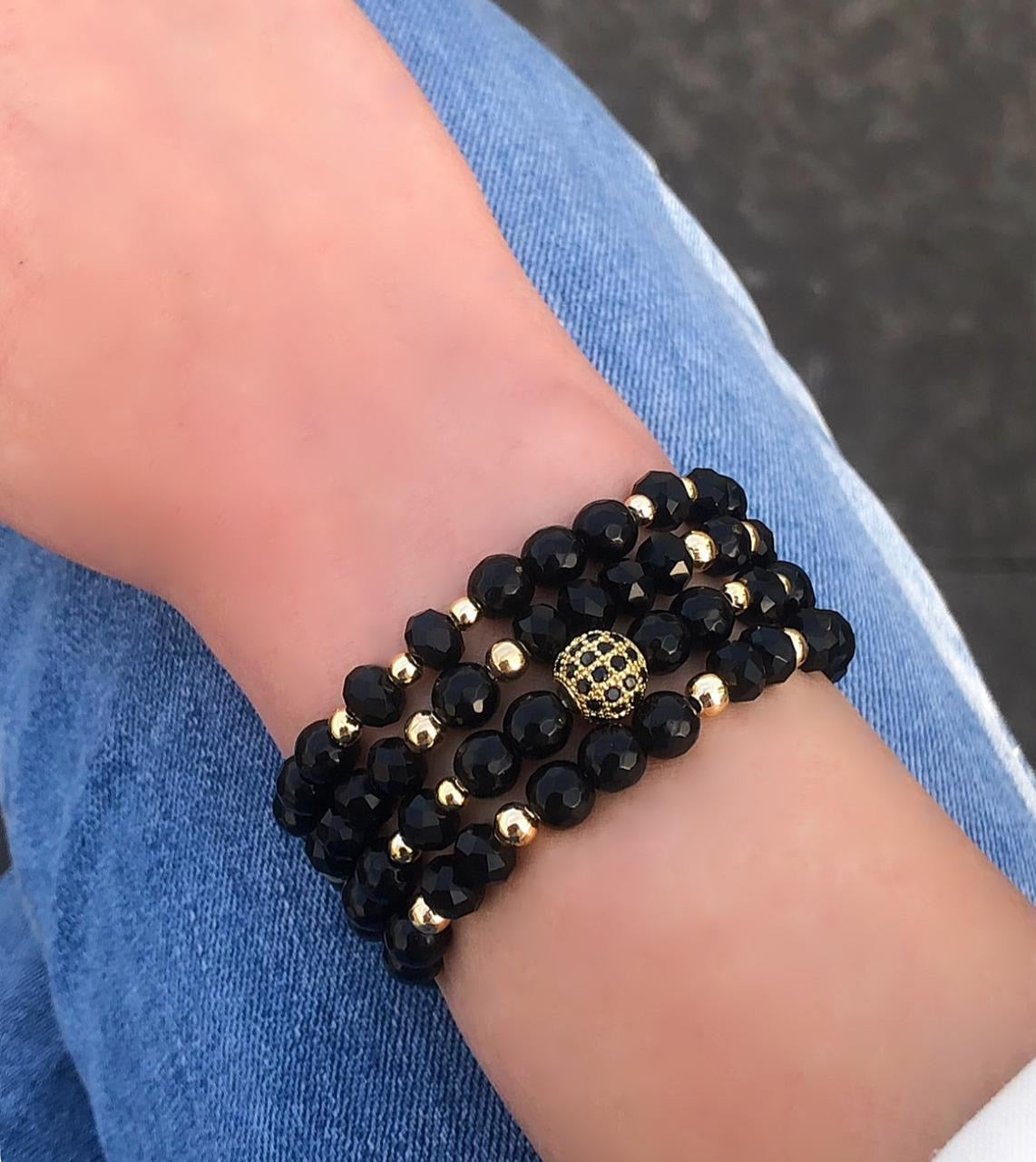 Black Onyx Bracelet Set