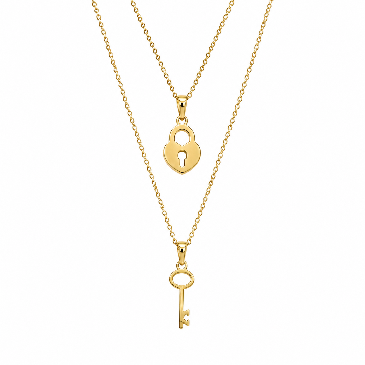 Lock & Key Necklace Set – Layered Jewelry