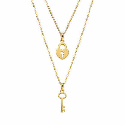 Lock & Key Necklace Set – Layered Jewelry