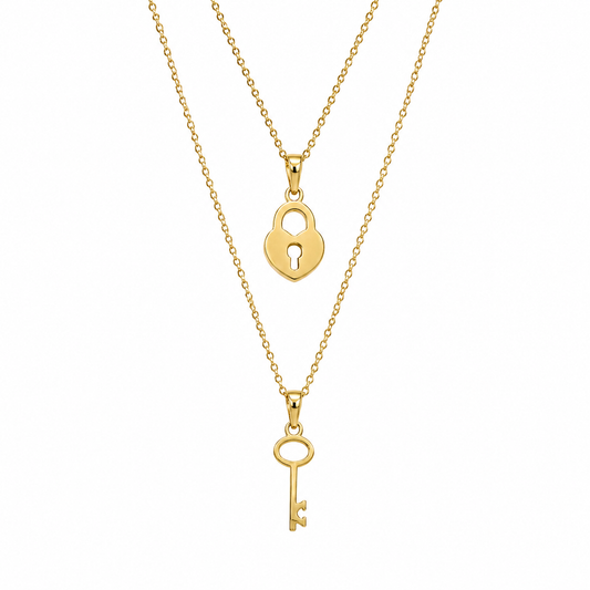 Lock & Key Necklace Set – Layered Jewelry