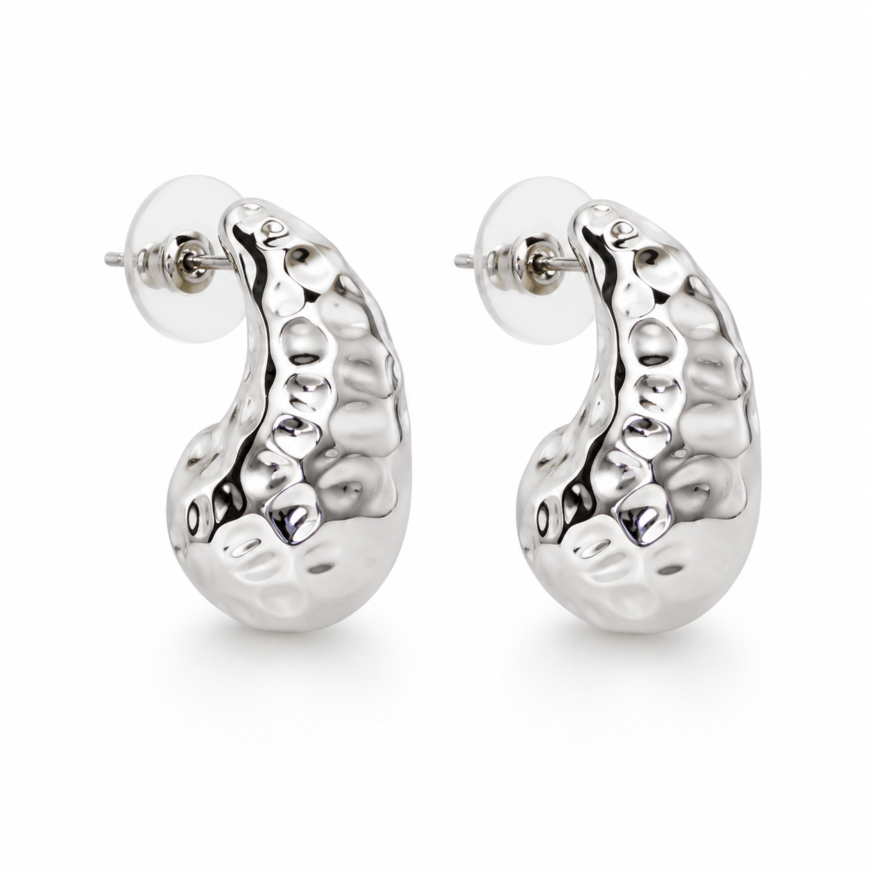 Melted Moon Silver Hoops