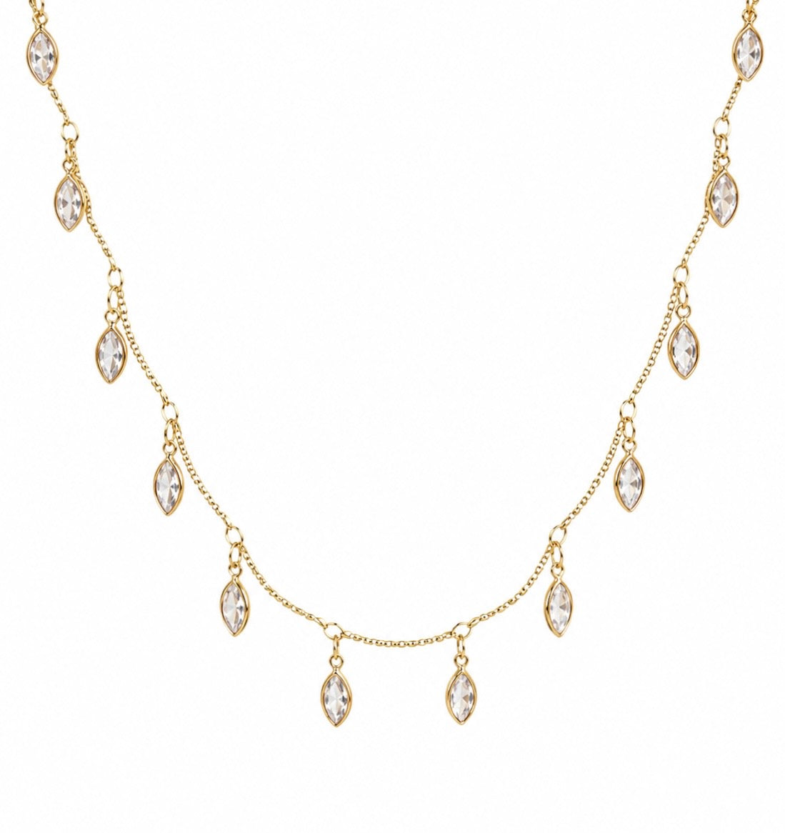 Golden Crystal Drop Necklace