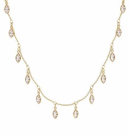Golden Crystal Drop Necklace