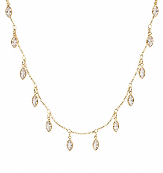 Golden Crystal Drop Necklace