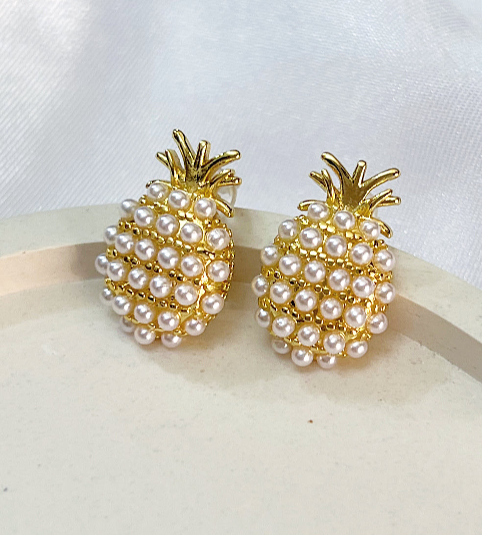 Pineapple Pearl Stud Earrings