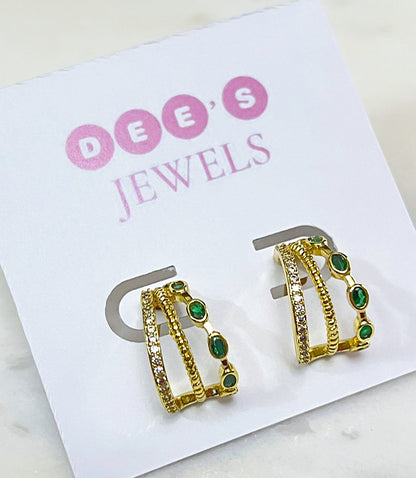 Tripe Row Cubic Zirconia Earrings