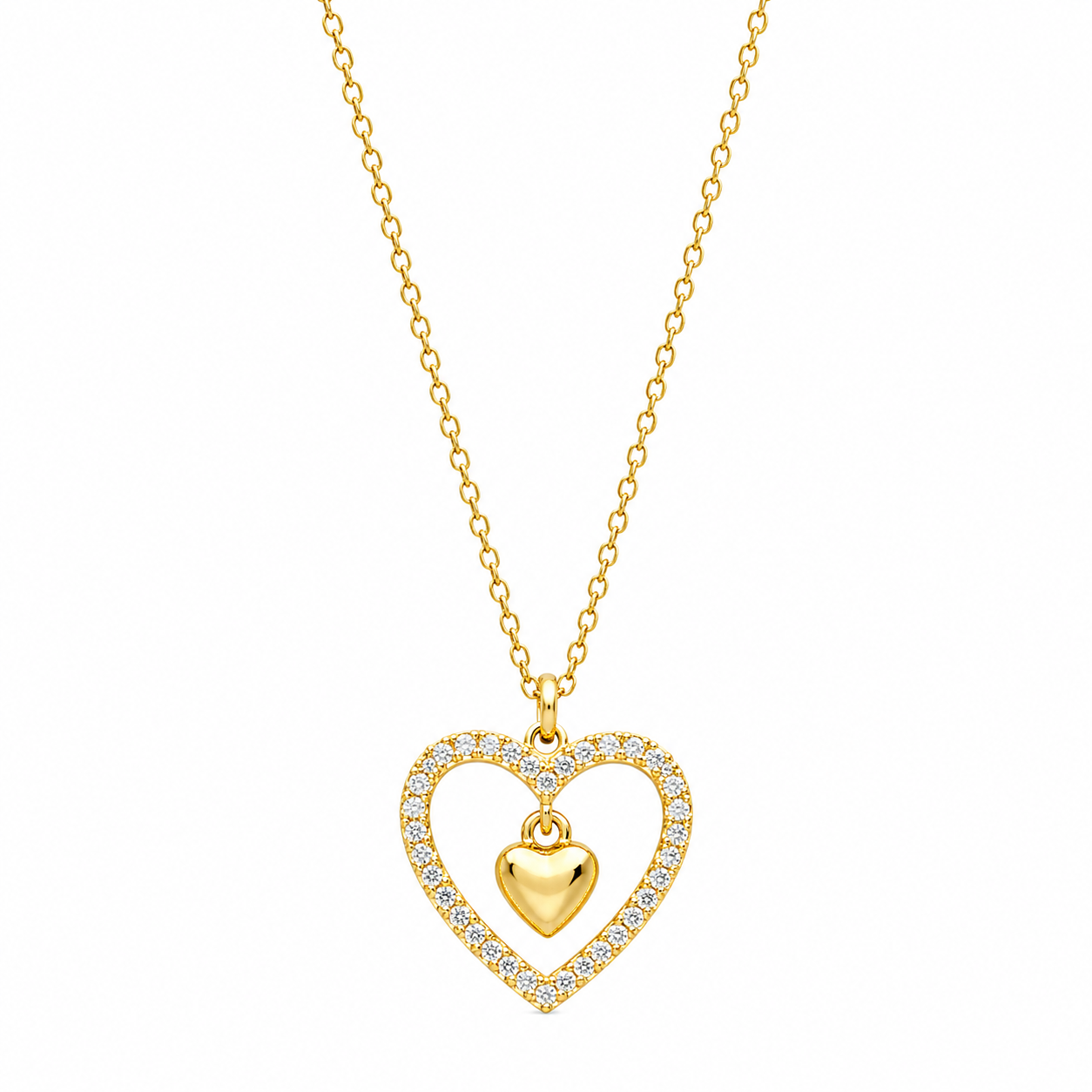 Double Heart Zircon Necklace