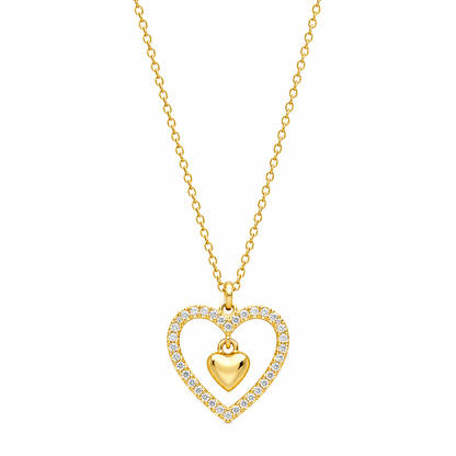 Double Heart Zircon Necklace