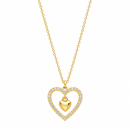 Double Heart Zircon Necklace
