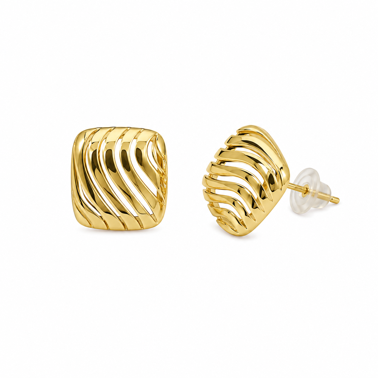 Curved Line Square Earrings