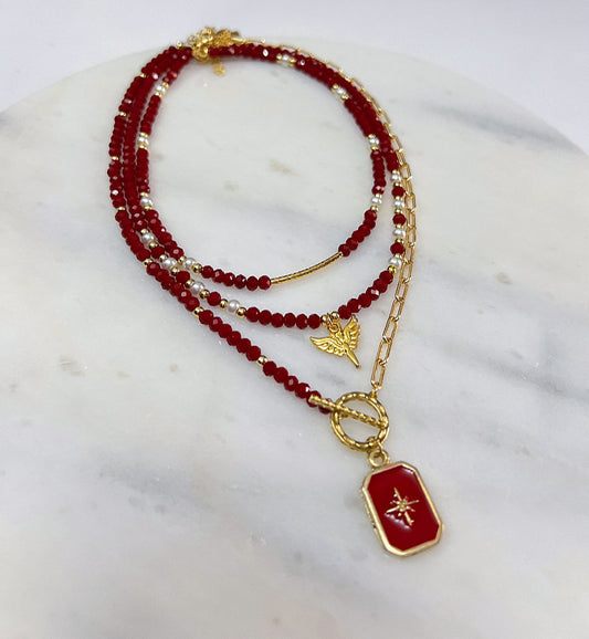 Burgundy Necklace Set