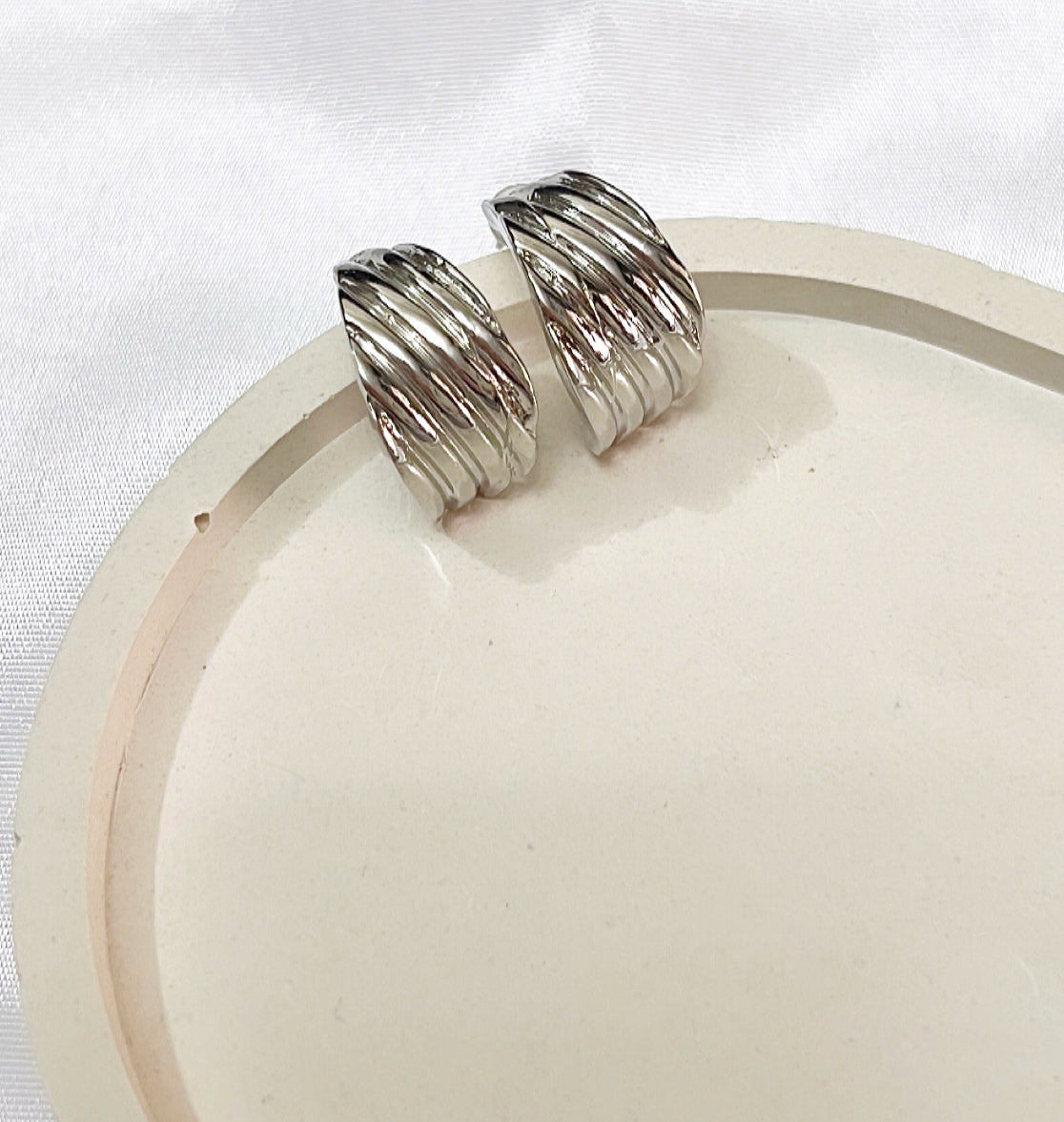 Ripple Silver Hoops