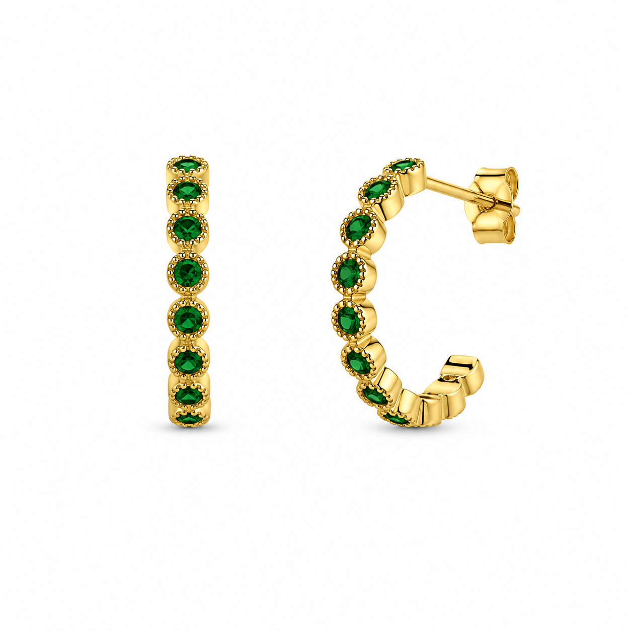 Emerald Green Cubic Zirconia Hoop Earrings