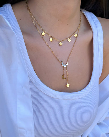 Crescent Moon & Star Layered Necklace