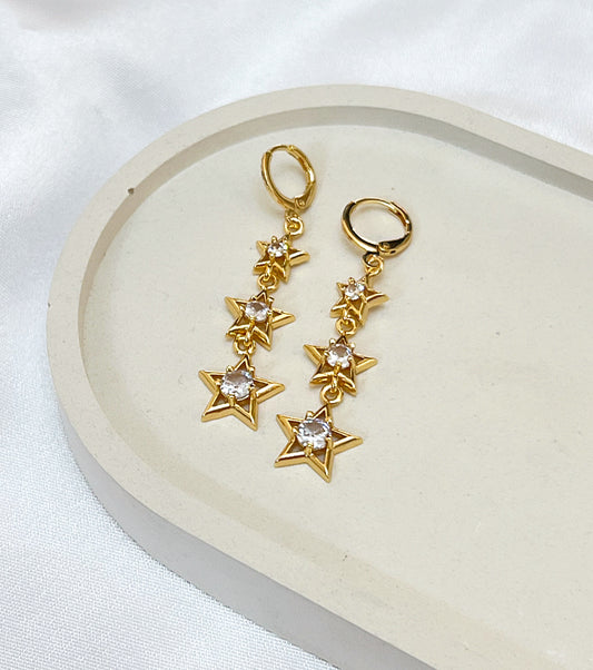 Triple Stars Zirconia Earrings