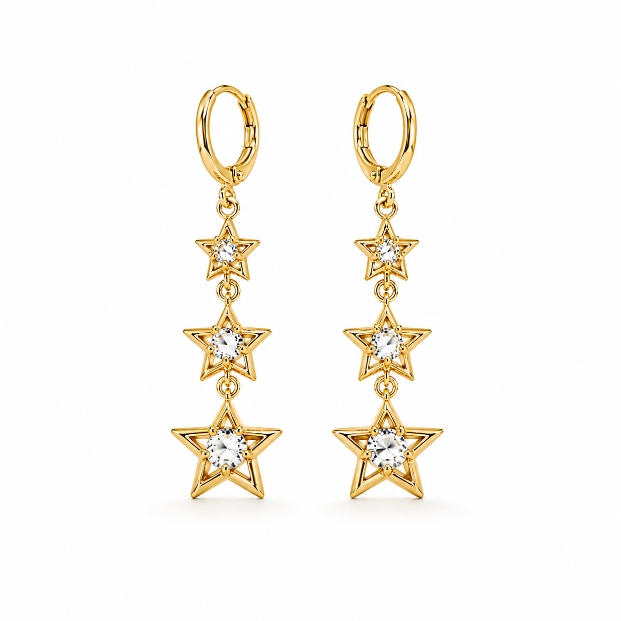Triple Stars Zirconia Earrings